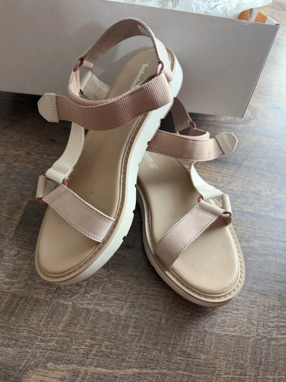 Timberland Women's Blush and Cream Adjustable Strappy Sandals